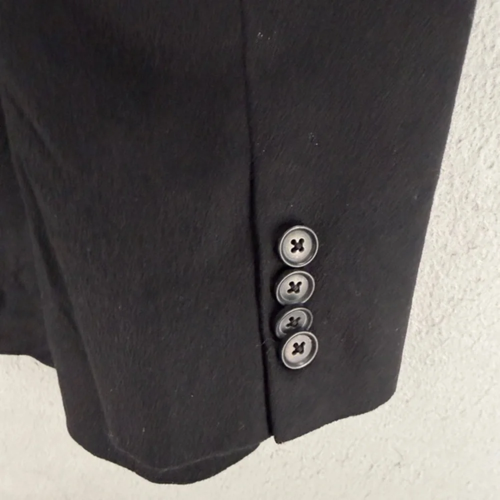 John W. Nordstrom 100% Cashmere Blazer Mens 46L Black Flannel Suit Jacket Luxury